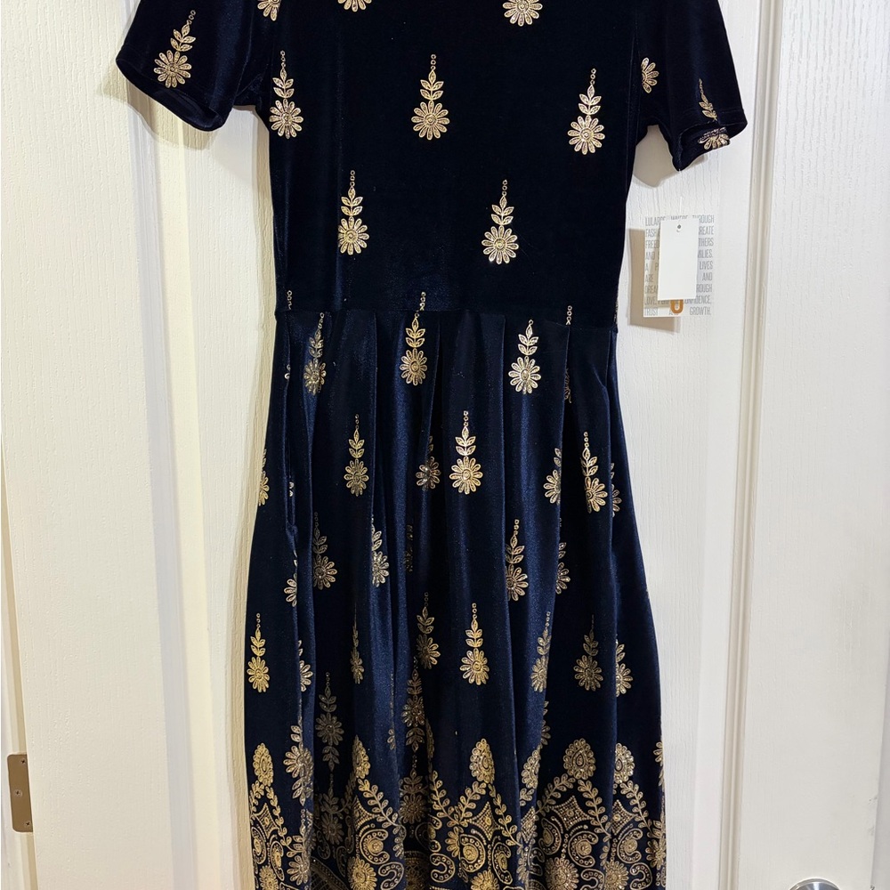 LuLaRoe Black and Gold Midi Dress